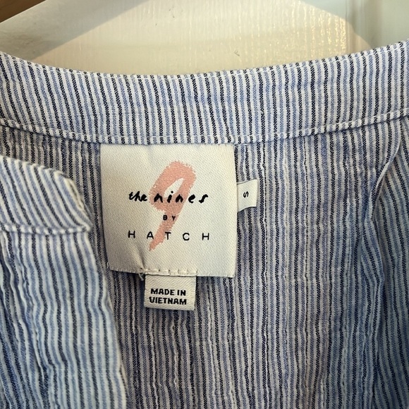 The Nines by Hatch | Smocked Flowy Blouse M Short Sleeve Maternity Pregnancy - Picture 5 of 9